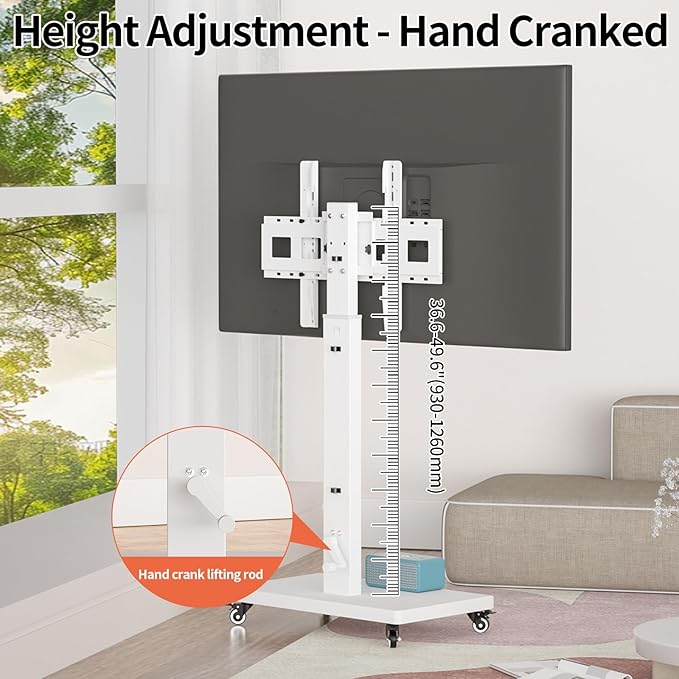 XinleTech Mobile TV Cart Stand for 32-80 Inch TVs, 90°Landscape to Portrait - Image 4