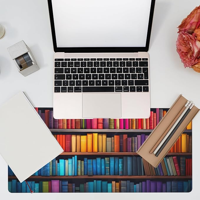 Eflxamz Large Gaming Mouse Pad for Desk, Bookshelves Full of Books Desk Mat - Image 7