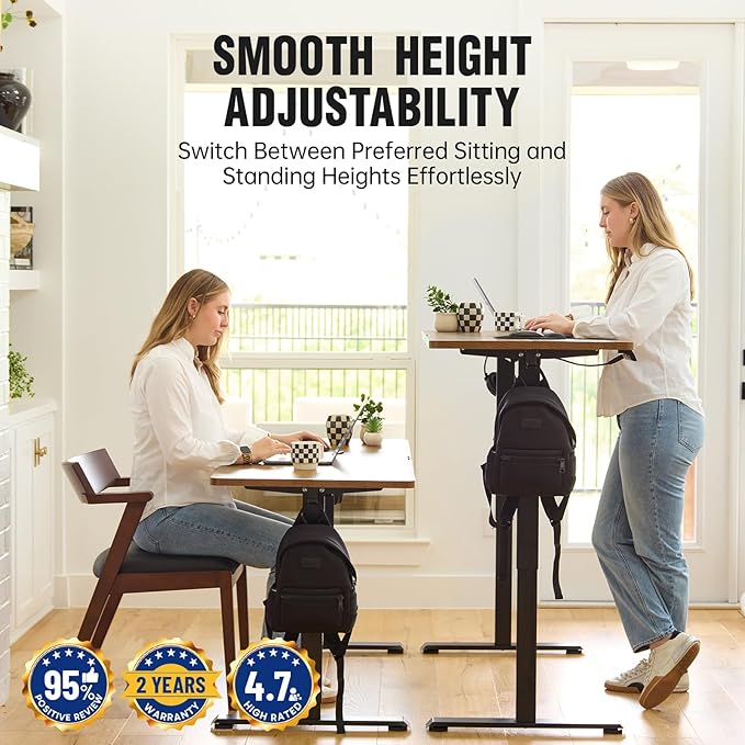 Veken 55 Inch, Height Adjustable Sit Stand Up, Wood Desktop, Work Home Office - Image 7