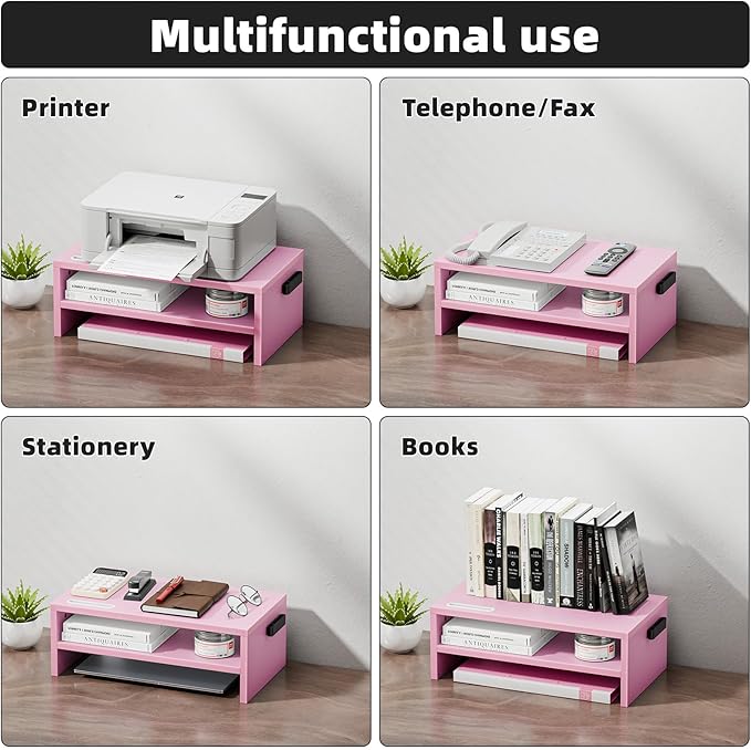 Marbrasse Monitor Stand Riser, 16.5 Inch 2 Tier Computer Printer Shelf Stand - Image 7