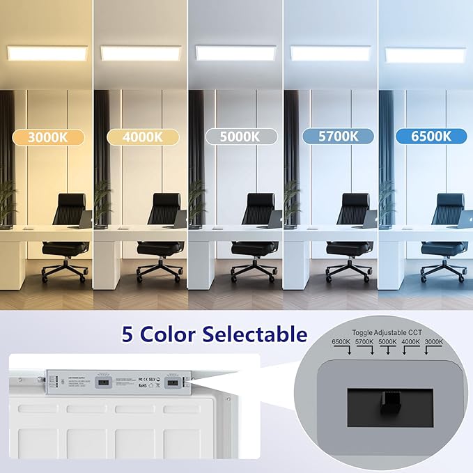 AIKVSXER 1x4 Led Flat Panel Light Surface Mount-4 Pack, 50W 5500Lm Dual - Image 2