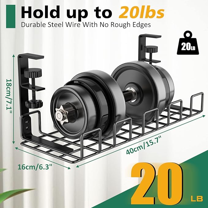 REFLYING Under Desk Cable Management Tray, L 15.7'' W 6.3'' No Drill Steel Desk - Image 4