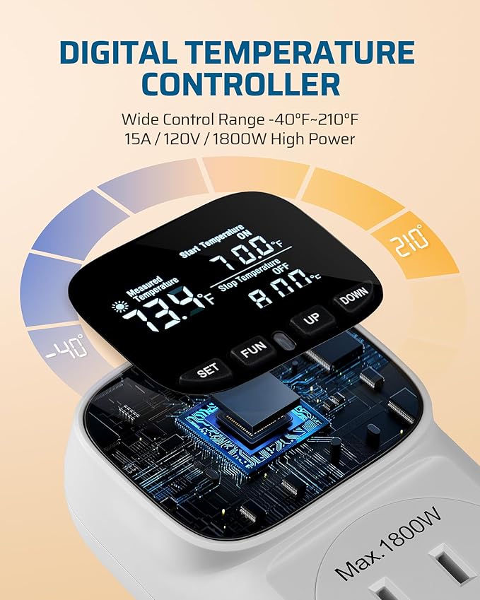 DEWENWILS Digital Temperature Controller, Heavy Duty 15A/1800W Thermostat - Image 3