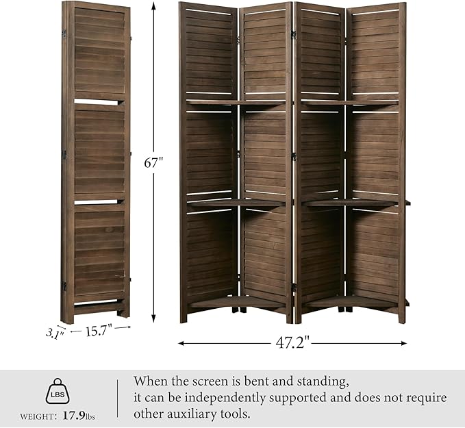 Partition Room Dividers, 67 * 51inch Folding Wood Privacy Screen - Image 4