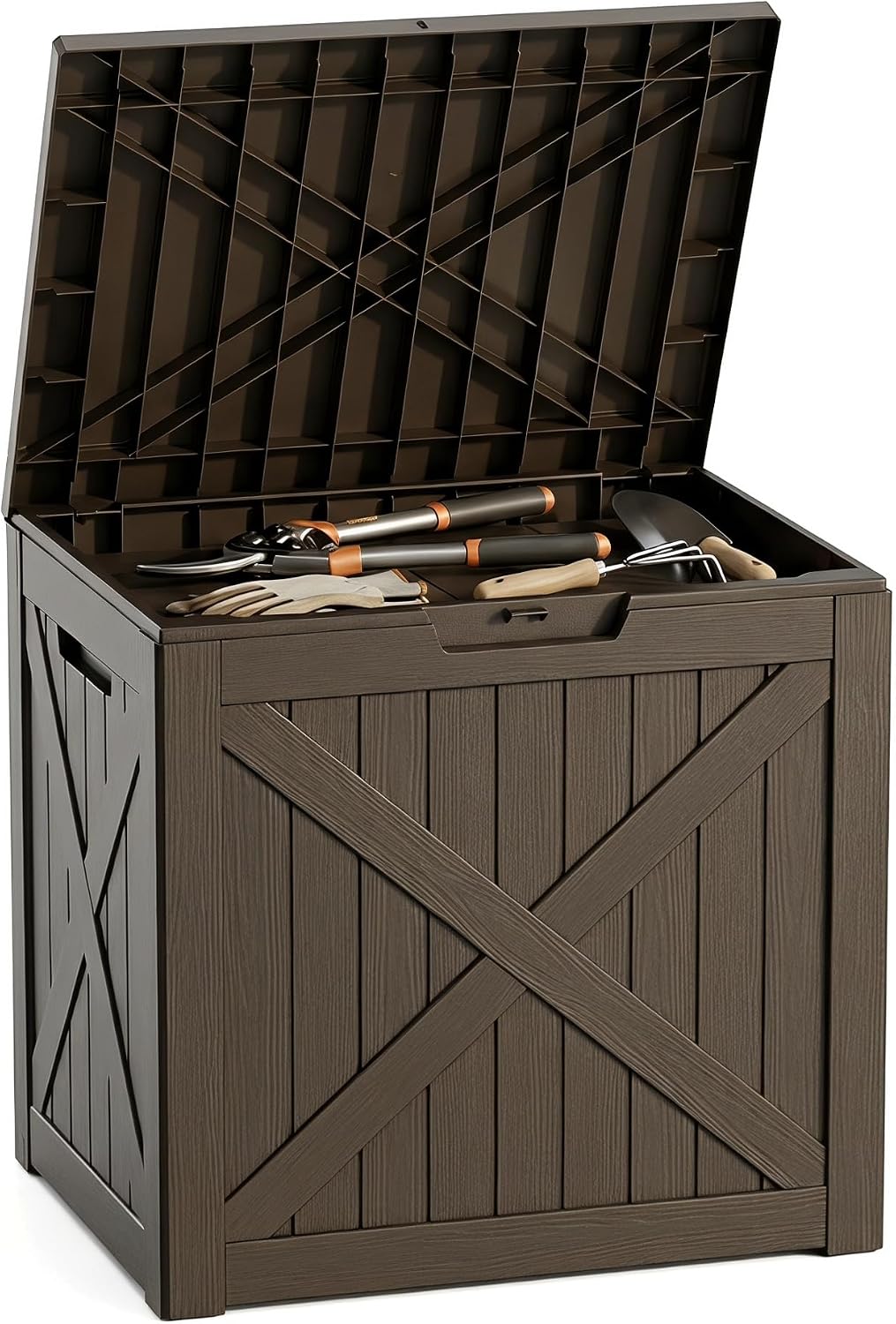 32 gallon waterproof resin storage deck box, light, main product view