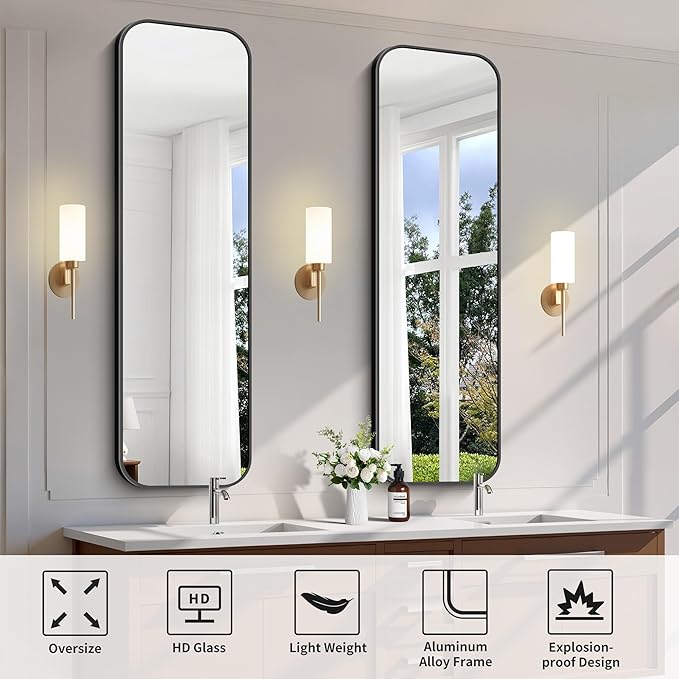 FORBATH Bathroom Mirror 55" x 16", Rectangle Black Bathroom Mirror - Image 7