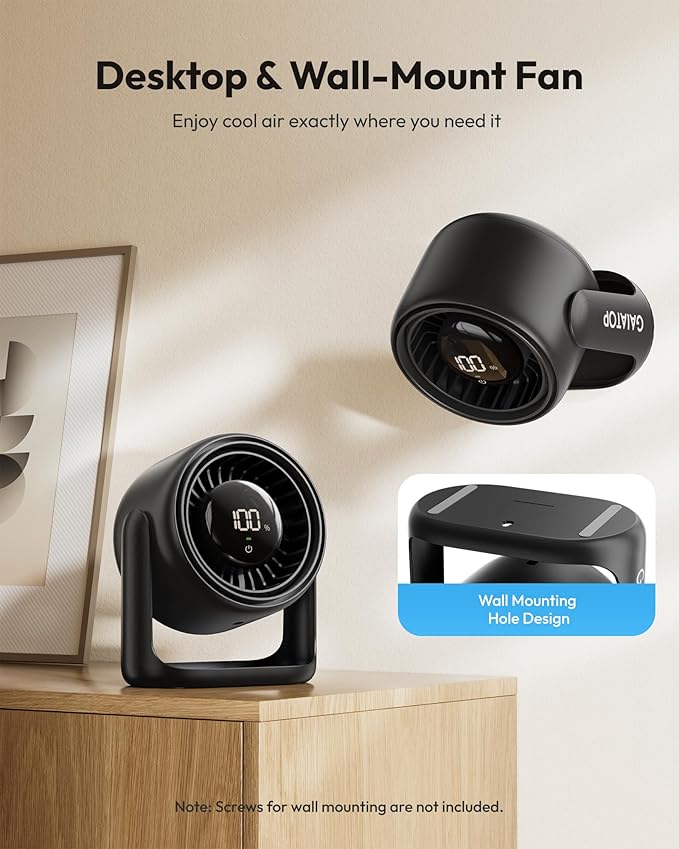 Gaiatop Desk Fan with Touch Control, 4000mAh Battery, 5 Speeds Ultra Quiet - Image 4
