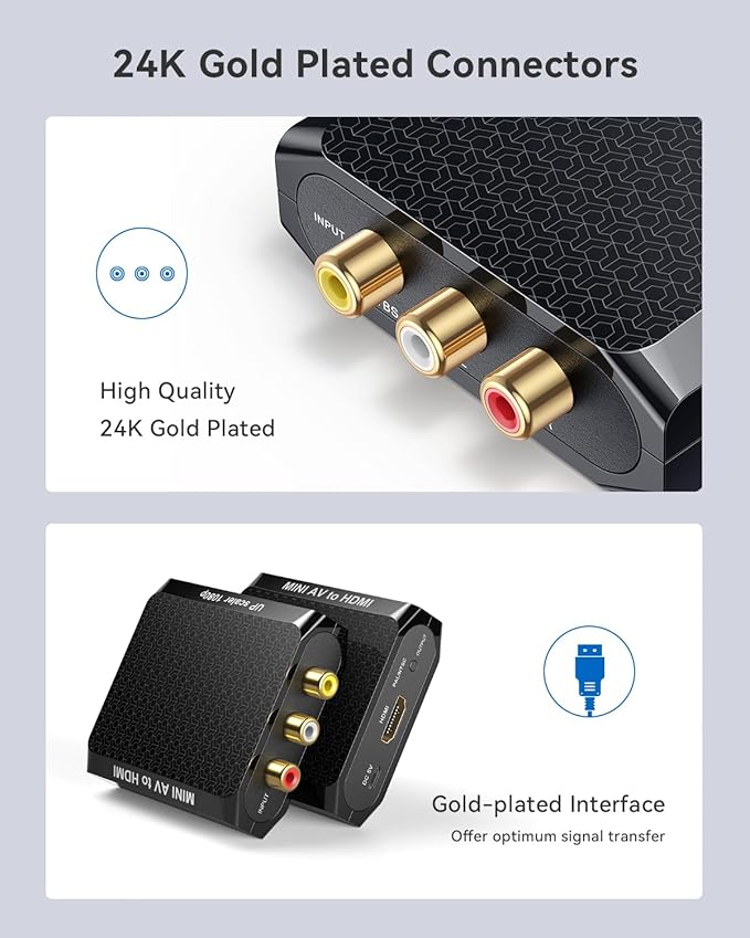 WENTER AV to HDMI Converter, 1080P RCA to HDMI Adapter, Mini Composite CVBS - Image 6