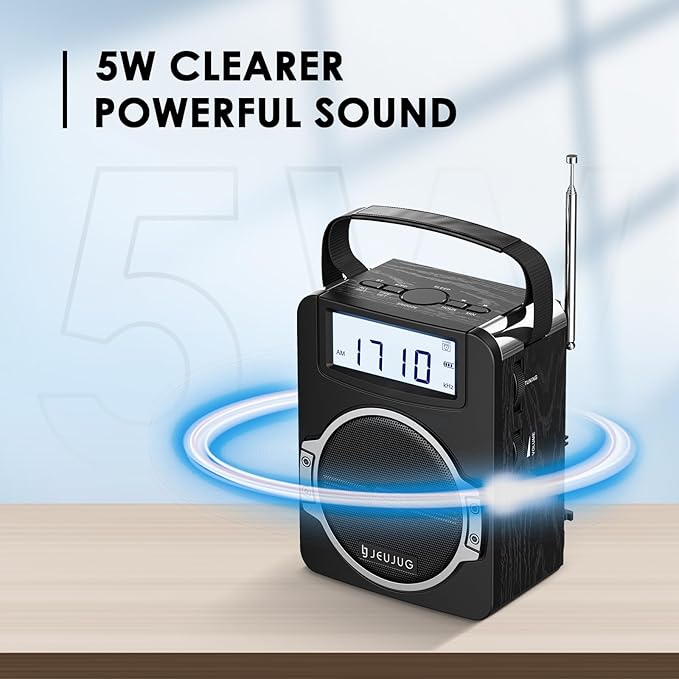 JEUJUG Radio Portable AM FM Digital Radios Clock Radio - Image 7