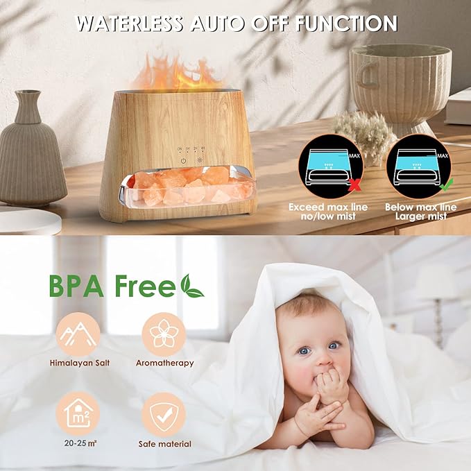 SALKING 2-in-1 Ultrasonic Essential Oil Diffuser & Himalayan Salt Lamp - Image 6
