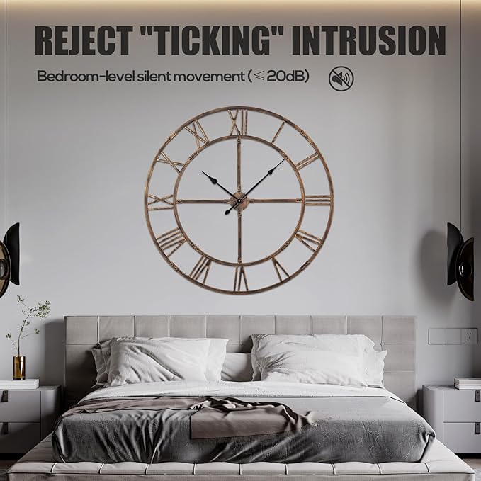 Ohweog Large Wall Clock for Living Room Decor – 48 Inch Silent Non-Ticking - Image 6