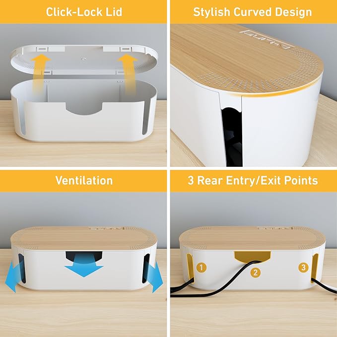 D-Line Cable Management Box, Power Strip Holder, Floor Outlet Hiders, Desk Cord - Image 5