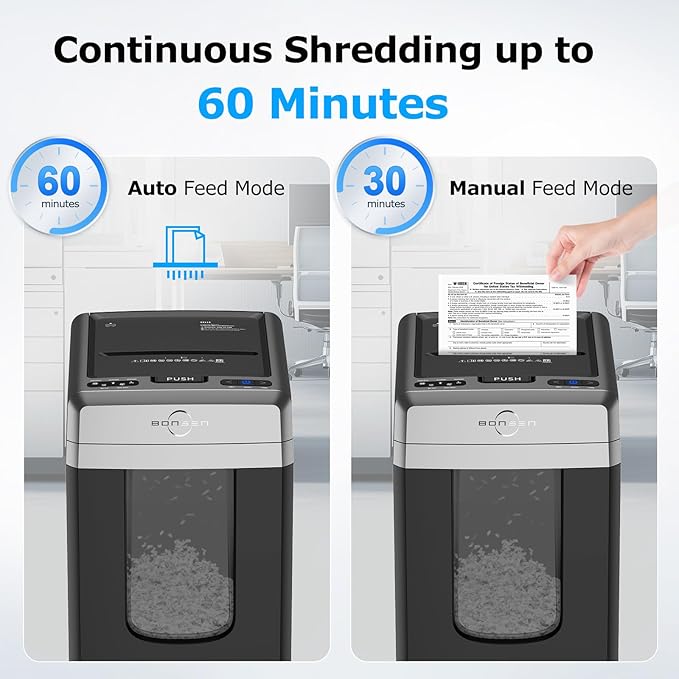 BONSEN 300-Sheet Auto Feed Paper Shredder, 60 Minutes Non-Stop Commercial Grade - Image 5