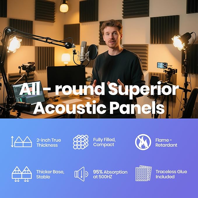 Focusound Acoustic Panels 24 Pack 2"x12"x12" - Image 6