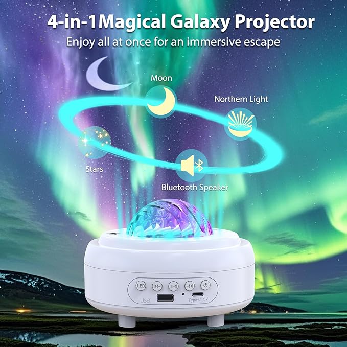 HUMIIEYE Star Projector with Bluetooth Speaker, 1800mAh Battery Operated Night - Image 2