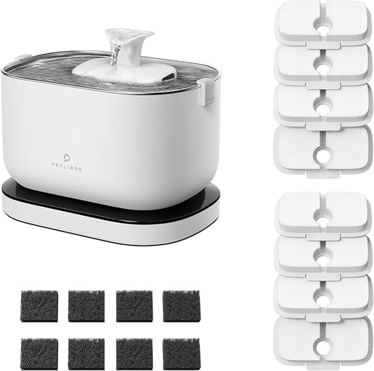 Cordless Pet Water Fountain Battery Operated + 8 Packs Replacement Filters by PETLIBRO