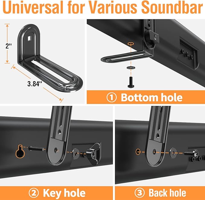 ELIVED Soundbar Mount, Sound Bar TV Bracket, - Image 5