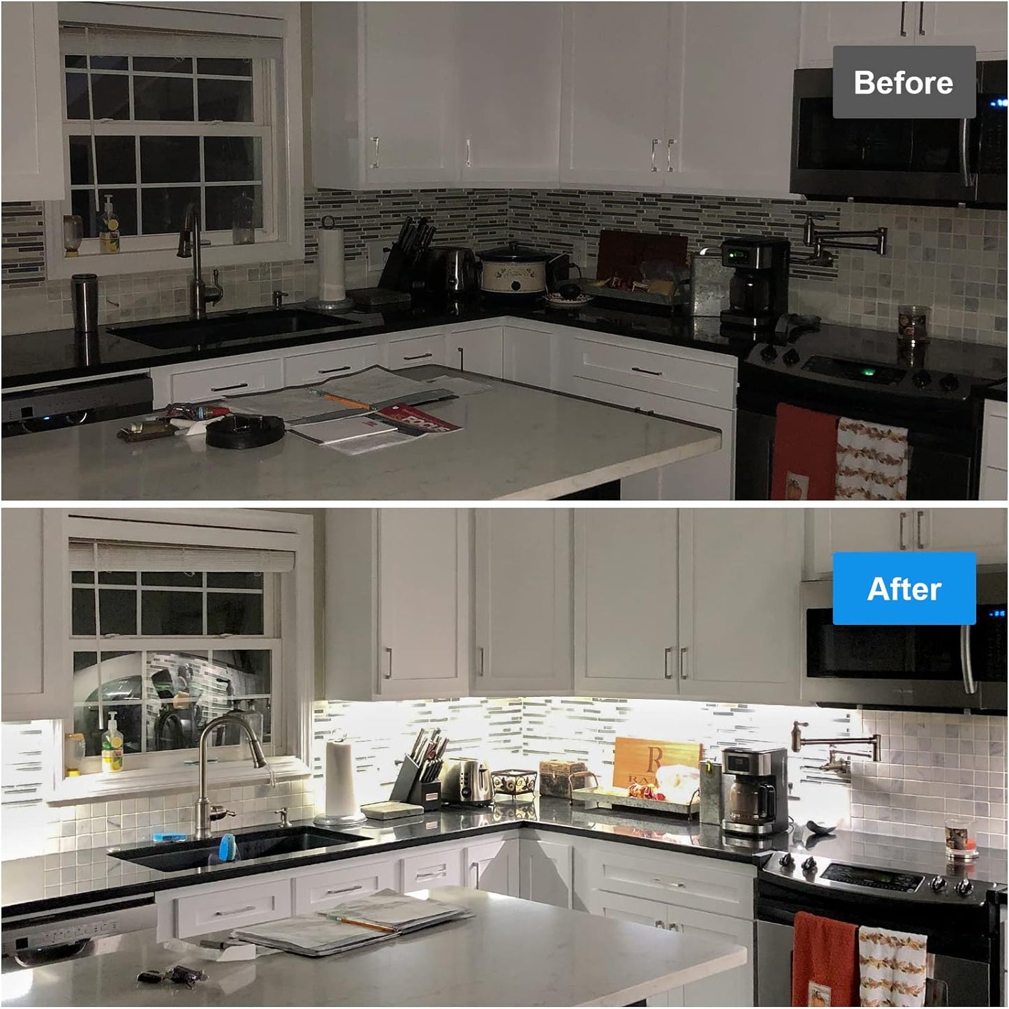 Kitchen Under Cabinet LED Lighting Kit, Super Bright, 6 PCS 12 Inches Light Bars, Plug-in or Hardwire Power Adapter, 31W 2000 Lumen, for Cabinet Counter Shelf Workbench (Daylight White 5000K)