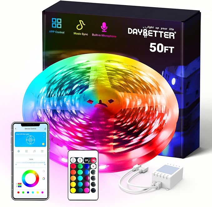 DAYBETTER Smart RGB Led Strip Lights, 50ft Led Lights by DAYBETTER