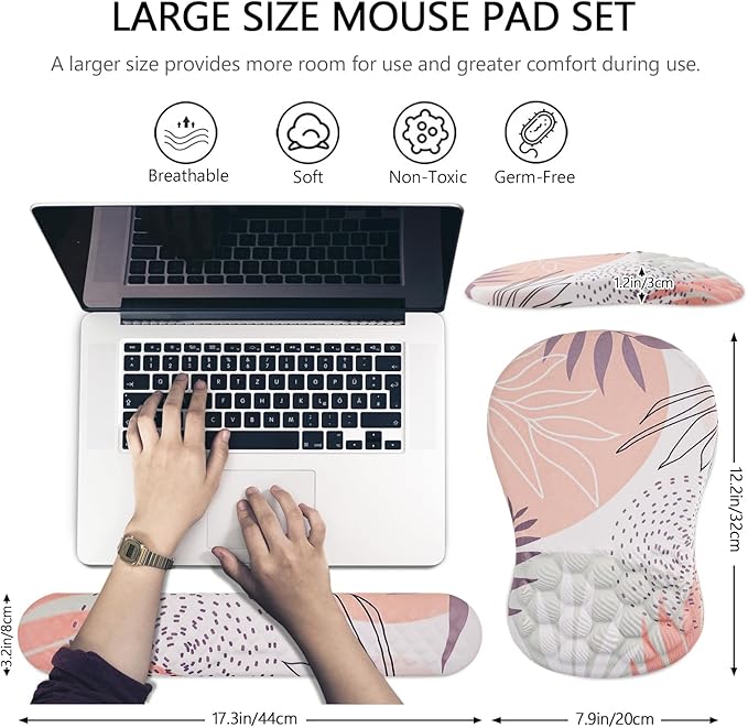 Laokiiy Mouse Pad Wrist Support, 2 in1 Keyboard Wrist Rest+ Ergonomic Mouse Pad - Image 5