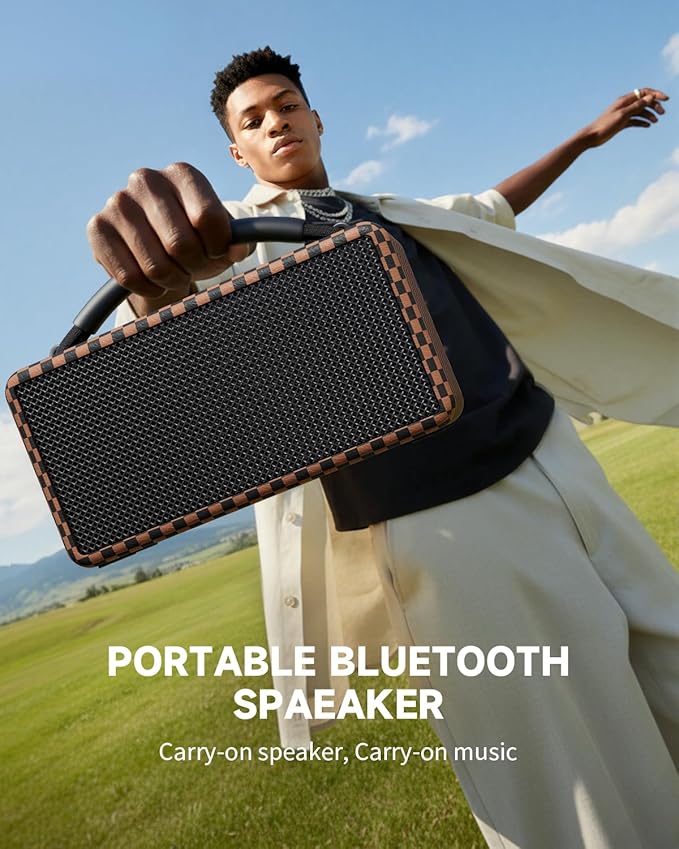 DINDIN Portable Bluetooth Speaker： 80W, 20H Playtime, Wireless Big Wood Boombox - Image 3