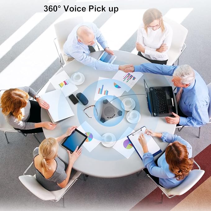 Conference Speaker and Microphone, 360° Omnidirectional USB Speakerphone - Image 4