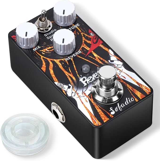 Sofadio Reverb Guitar Pedal, Verb Square Digital Reverb 7 Modes Room, True by SOFADIO