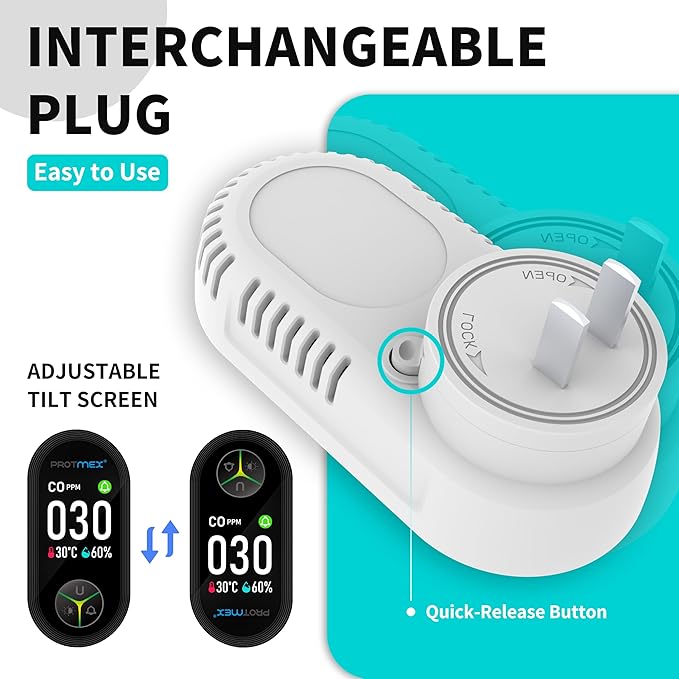 Protmex Carbon Monoxide Detector Plug in Wall, 3-in-1 Co Detector Monitor Air - Image 7