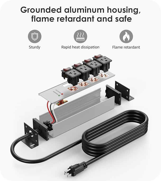 CCCEI Heavy Duty Surge Protector Power Strip 20 Amp Individual Switches. 6FT 12 - Image 5