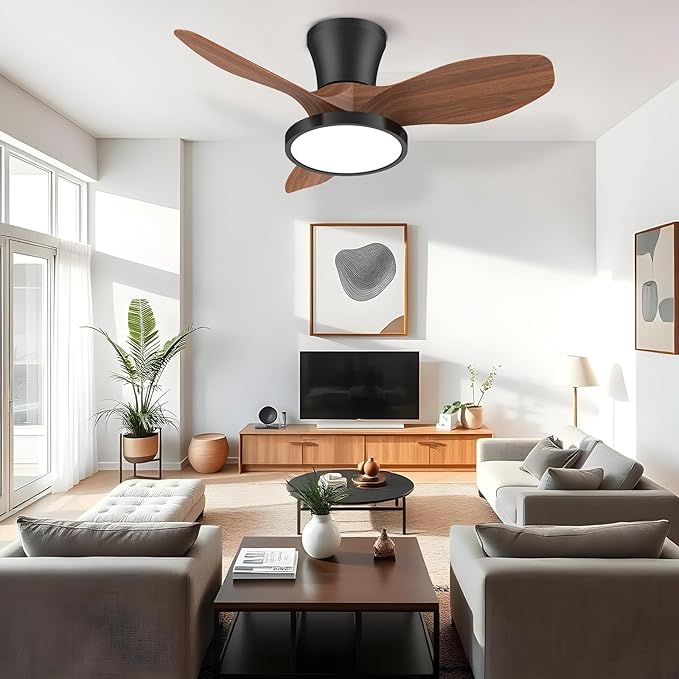 ocioc Quiet Ceiling Fan with LED Light DC motor 32 inch Large Air Volume Remote - Image 6