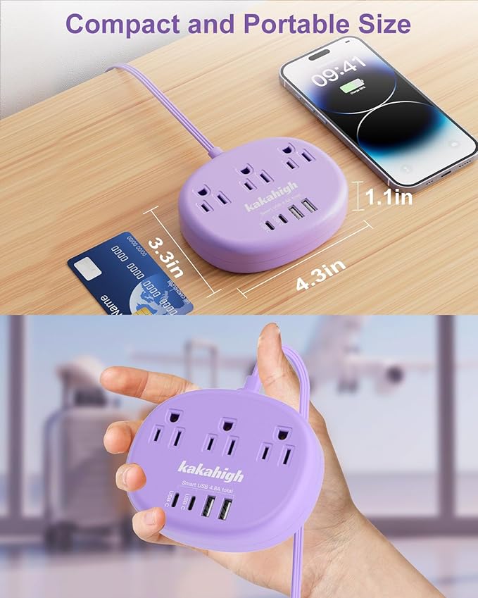 Purple Extension Cord - 10 FT Flat Extension Cord - Image 5