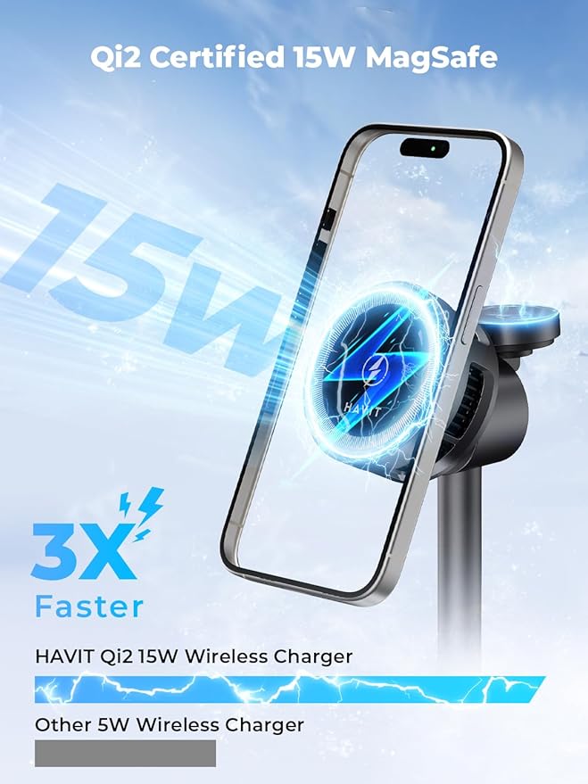 havit 3 in 1 Wireless Charging Station, Qi2 15W Cooling Magnetic Charging Stand - Image 4
