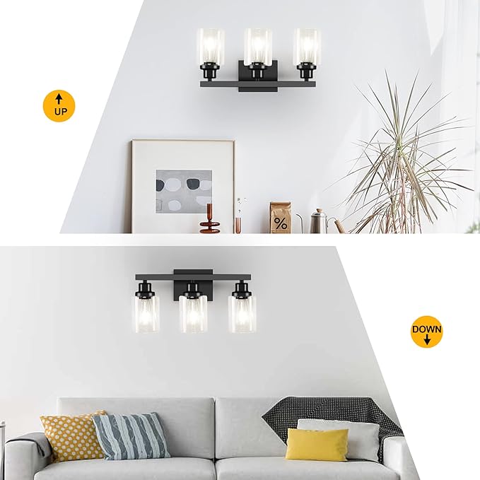 DIKAIDA 3-Light Bathroom Light Fixtures, Modern Bathroom Wall Lights Over Mirror - Image 4