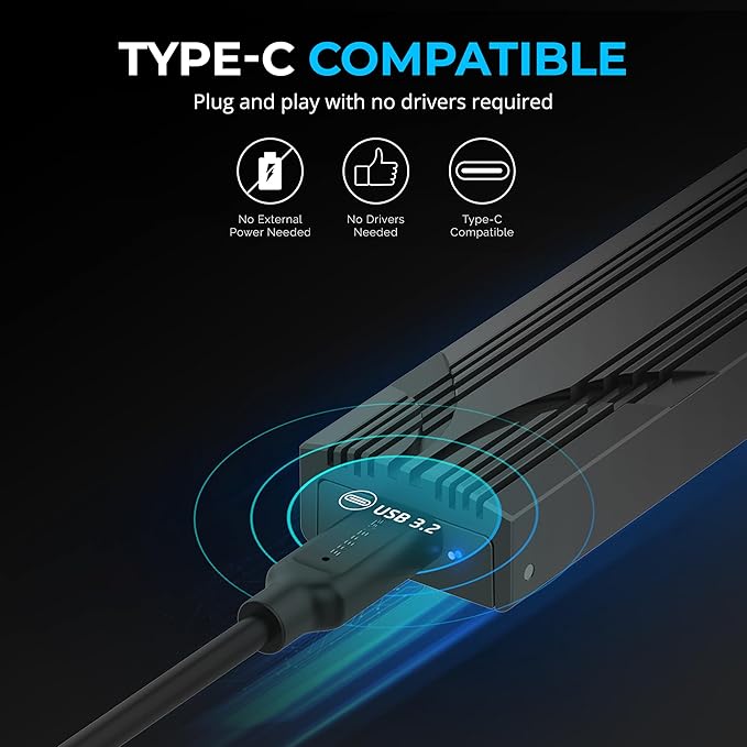 SABRENT USB C NVMe Enclosure, Tool-Free M.2 SSD Case - Image 2