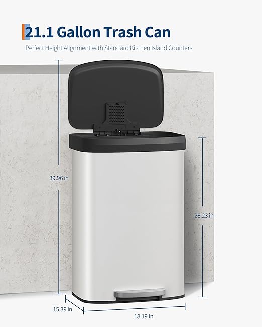 Garvee 21 gal / 80 L Metal Trash Can - Image 6