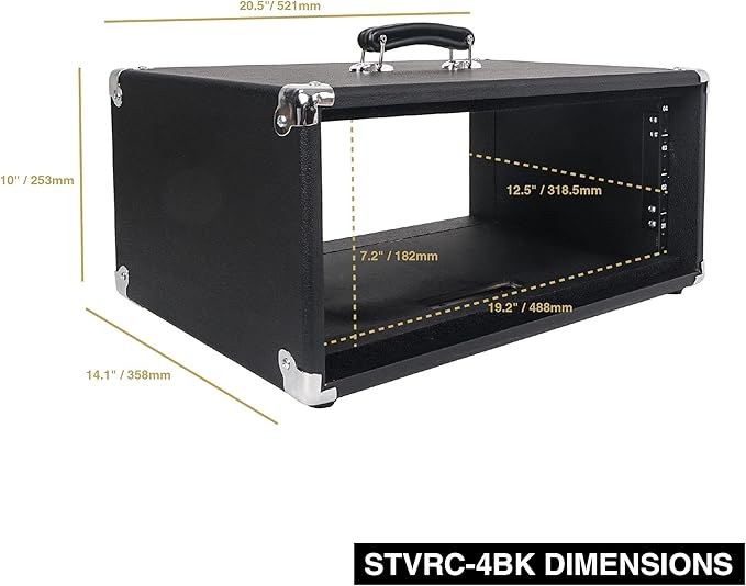 Sound Town Vintage 4U Amp Rack Case, 12.5" Depth - Image 6