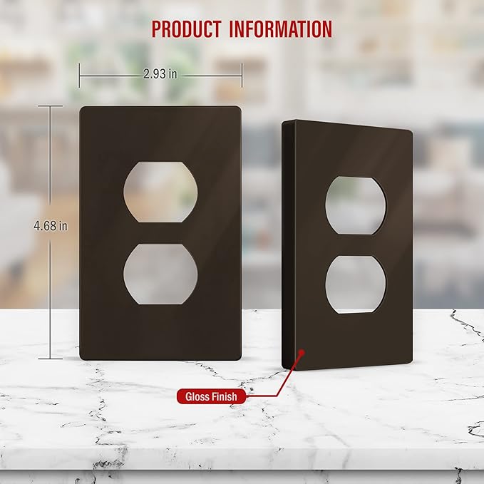 ENERLITES SI8821-BR Duplex Outlet Receptacle Cover, Screwless Wall Plate - Image 2
