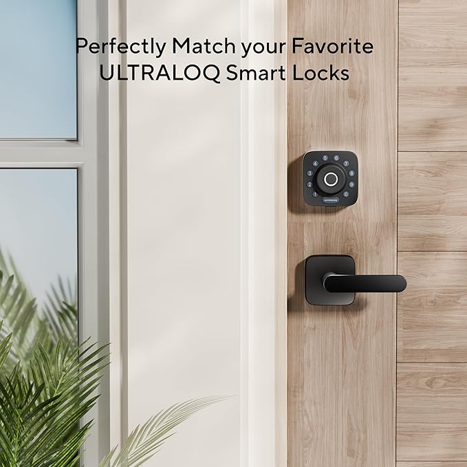 ULTRALOQ Passage Lever Door Handle, Reversible Black Front Door Handle No Lock - Image 3