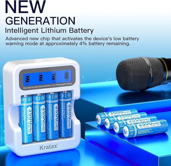 Kratax New AA Rechargeable Lithium Batteries 8 Count 1.5V Lithium ion - Image 2