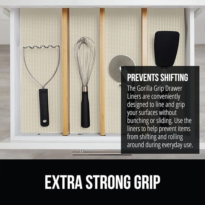 GORILLA GRIP powerGRIP Drawer Shelf and Cabinet Liner, Thick Strong Hold - Image 3
