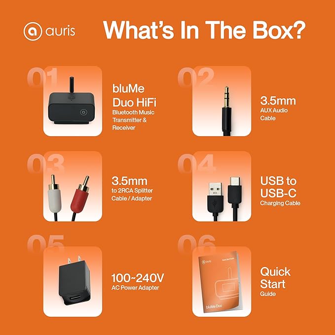 Auris Blume Duo HiFi Bluetooth 5.0 Music TV Transmitter & Receiver Long Range - Image 6