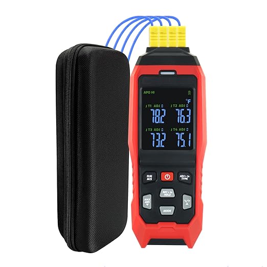 Thermocouple Thermometer Data Logger 4 Channels Digital K Type Thermometer by DANOPLUS