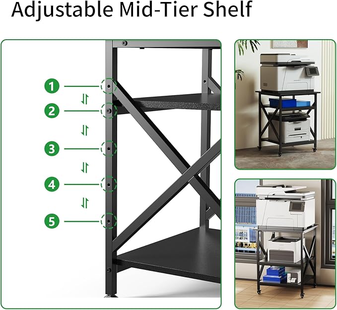 Ollieroo 3 Tier Printer Stand, Large Table - Image 6