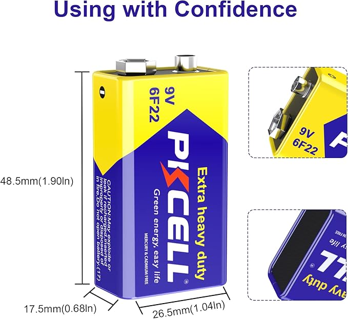 PKCELL 9V Batteries, 24 Pack 9 Volt Batteries Carbon Zinc, 9V Battery - Image 3