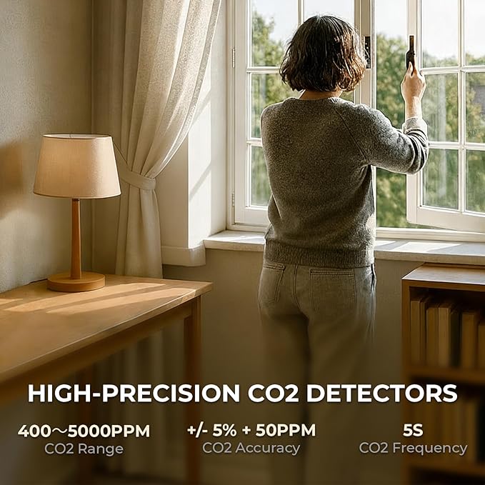 Air Quality Monitor Indoor 7" Display + Alerts, CO2 Monitor PM2.5 PM1.0 PM10 - Image 4