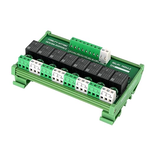 GUETNEU Relay Board, 8 Channel 1 SPDT DIN Rail Mount 24V DC/AC Relay, Interface - Image 2