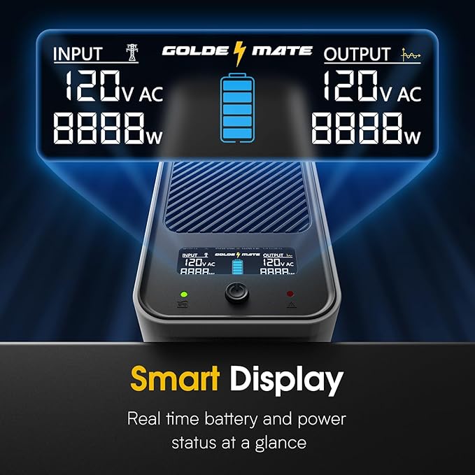 GOLDENMATE 1000VA/800W Lithium UPS Battery Backup and Surge Protector, Sinewave - Image 6