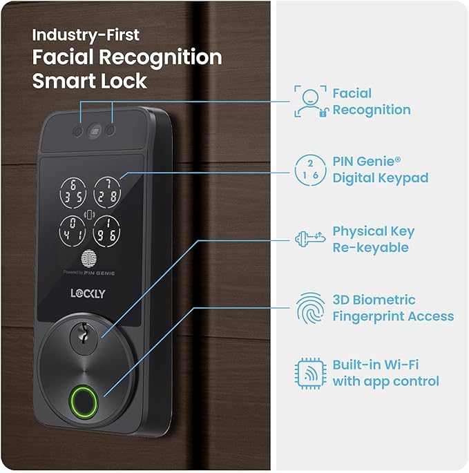 Lockly Visage Zeno Series Smart Lock, Facial Recognition & Fingerprint Keyless - Image 2