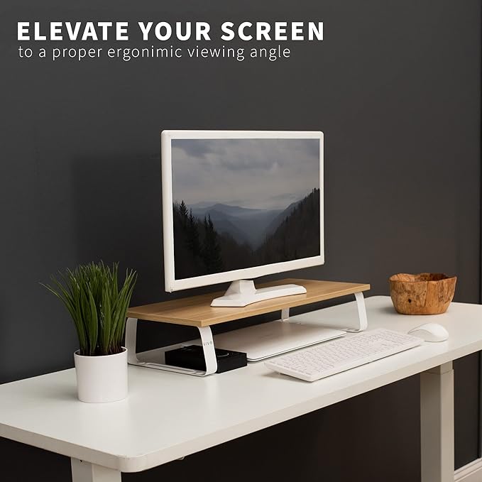 VIVO 24 inch Monitor Stand, Wood and Steel Desktop Riser, Small TV, Ergonomic - Image 7