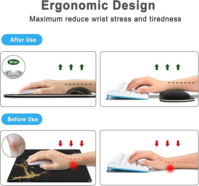 Keyboard Wrist Rest Memory Foam Ergonomic Mouse Pad - Image 3